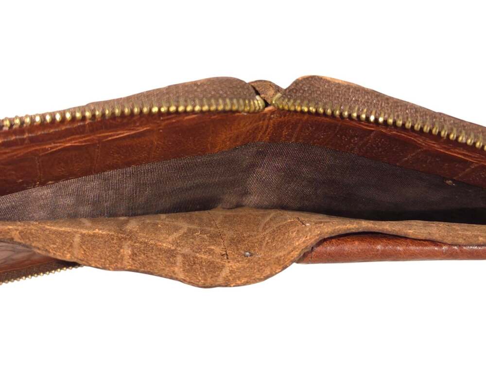 Vintage 90s Mulberry Congo Zip Wallet Womens Brown Croc Embossed - Picture 7 of 7
